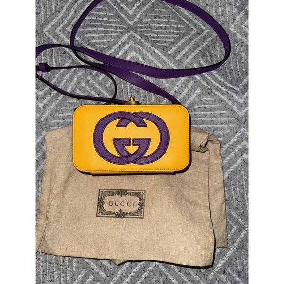 Gucci Handbags - Rare Gucci Snap Camera Bag Small Lakers Colors Yellow And Purple